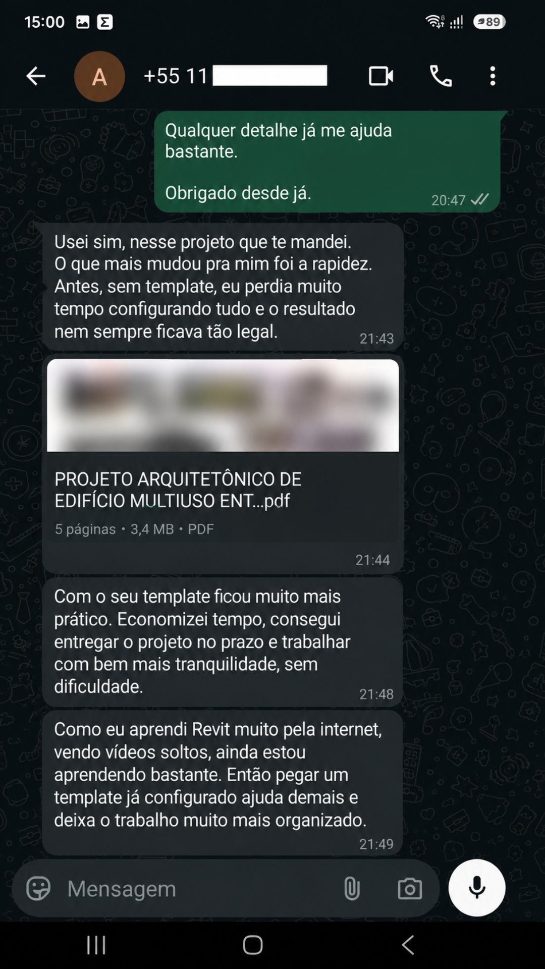 Conversa de WhatsApp com Aluízio