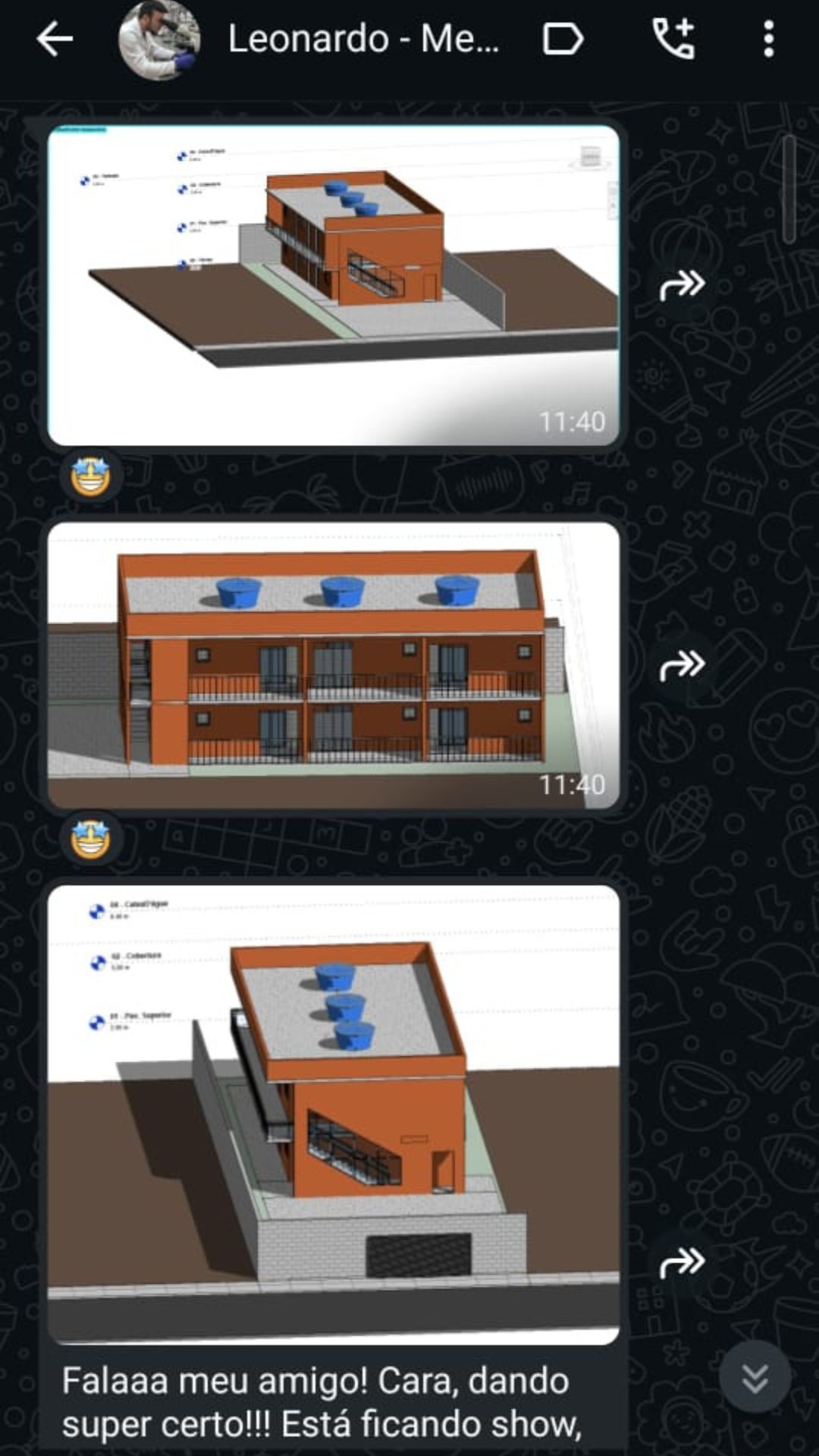 Perspectivas 3D do projeto de Leonardo
