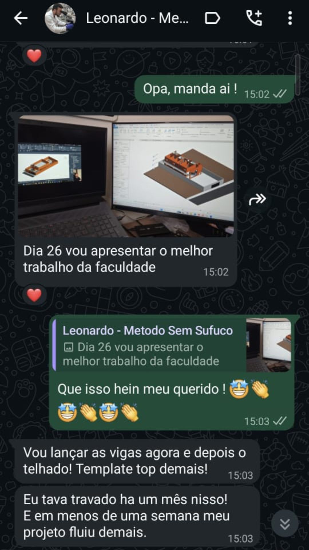 Conversa de WhatsApp com Leonardo