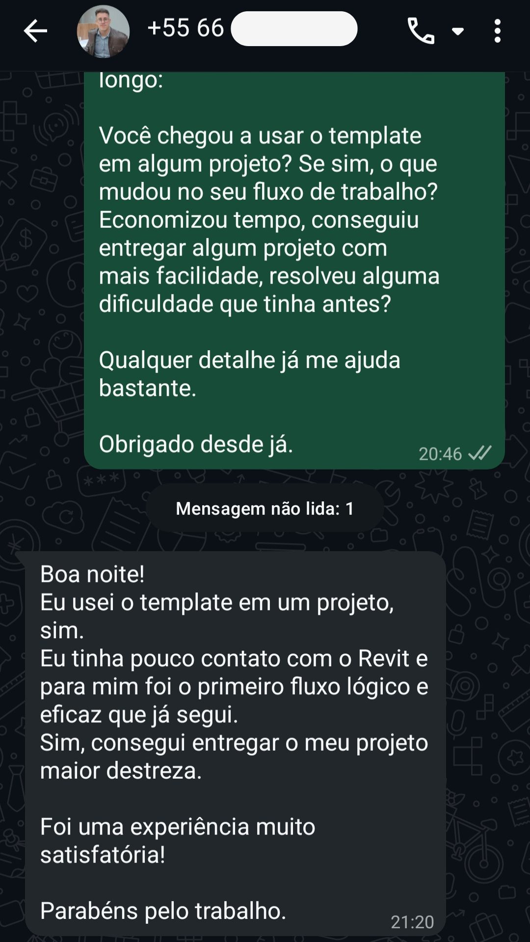 Conversa de WhatsApp com Lucas